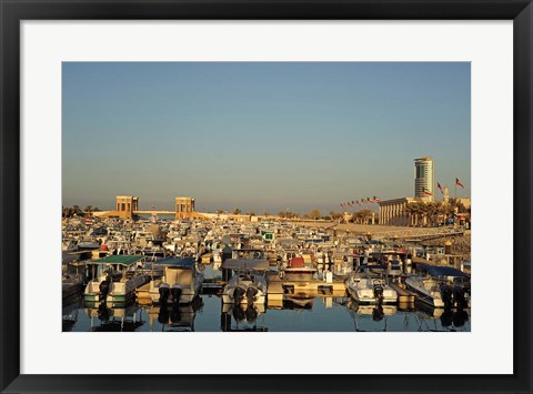 Framed Kuwait, Kuwait City, yacht boats in pleasure port Print