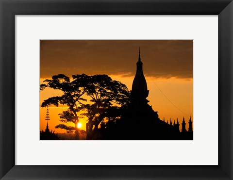 Framed Asia, Laos, Vientiane That Luang Temple, sunrise Print
