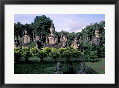 Framed Buddhist Sculptures at Xieng Khuan Buddha Park, Vientiane, Laos Print