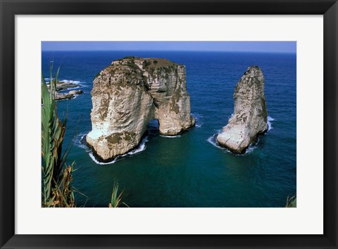 Framed Asia, Lebanon, Beirut, Coastal Pigeon Rocks Print