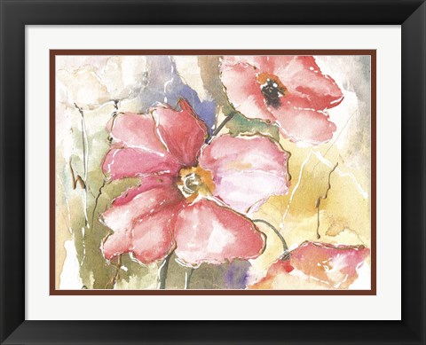 Framed Soft Poppies I Print