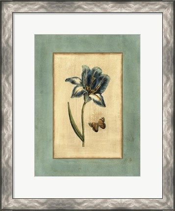 Framed Crackled Spa Blue Tulip I Print
