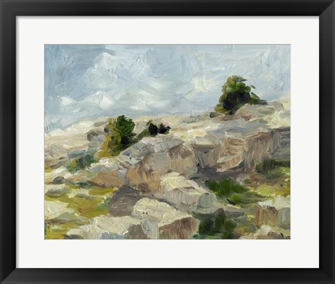 Framed Impasto Mountainside I Print