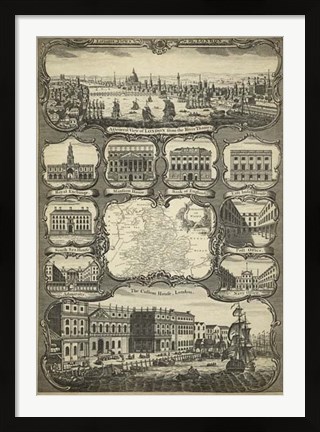 Framed Various Views of London Print
