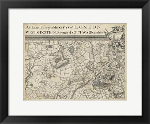 Framed Map of London Grid II Print