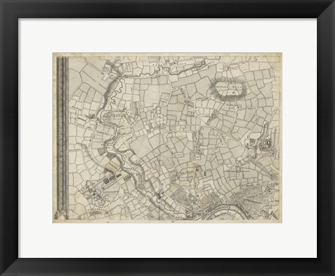 Framed Map of London Grid V Print