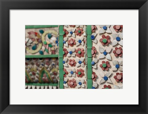 Framed Bell Tower porcelain patterns, Grand Palace, Bangkok, Thailand Print