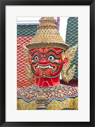 Framed Buddhist mythology yaksa, Temple of the Emerald Buddha, Bangkok, Thailand Print