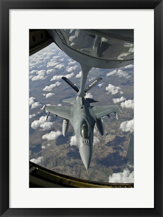 Framed Chilean Air Force F-16 refuels from a US Air Force KC-135 Stratotanker Print