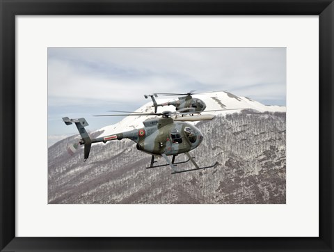 Framed Two Breda Nardi NH-500 helicopters of the Italian Air Force over Frosinone, Italy Print