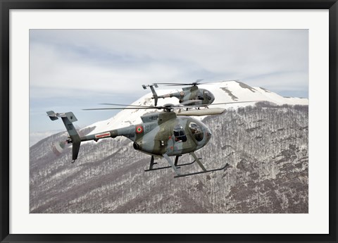 Framed Two Breda Nardi NH-500 helicopters of the Italian Air Force over Frosinone, Italy Print