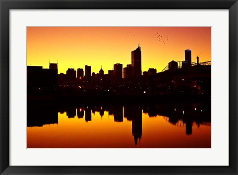 Framed Melbourne CBD and Telstra Dome at Dawn, Victoria, Australia Print