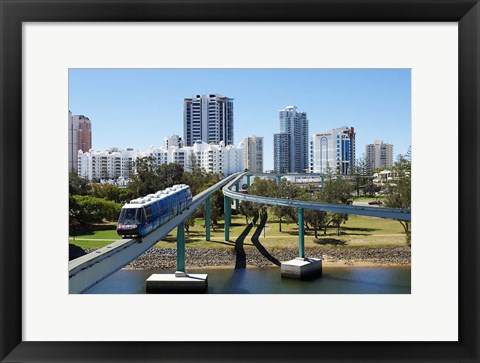 Framed Monorail by Jupiter&#39;s Casino, Broadbeach, Gold Coast, Queensland, Australia Print