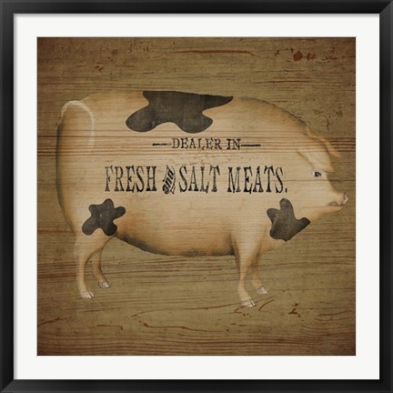Framed Pig Sign Print