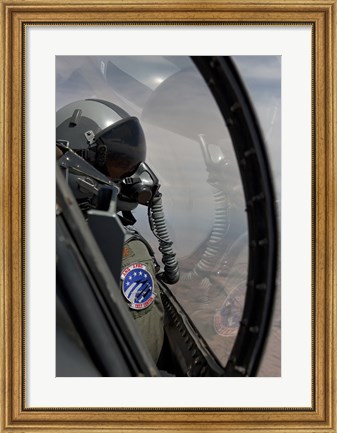 Framed F-16 Pilot Checks Position of his Wingman Print