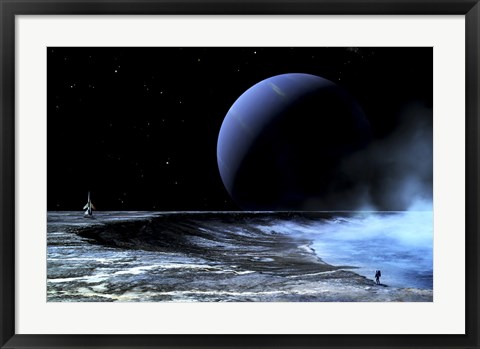Framed Astronaut Standing on the Edge of a Lake of Liquid Methane Print