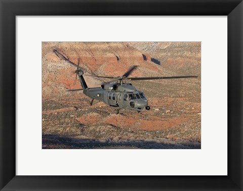Framed HH-60G Pave Hawk Flies a Low Level Route in New Mexico Mountains Print