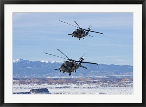 Framed Two HH-60G Pave Hawk&#39;s over New Mexico Print