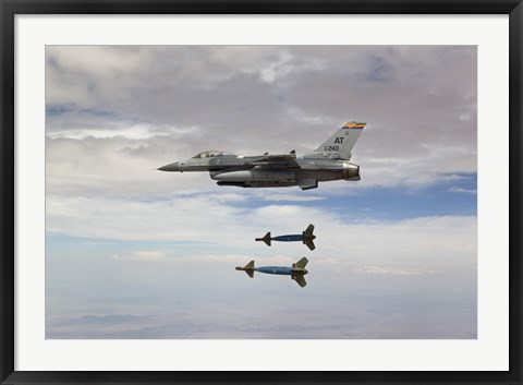 Framed F-16 Fighting Falcon Releases GBU-24 Laser Guided Bombs Print