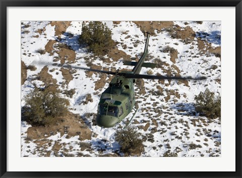 Framed UH-1N Twin Huey over Kirtland Air Force Base, New Mexico Print