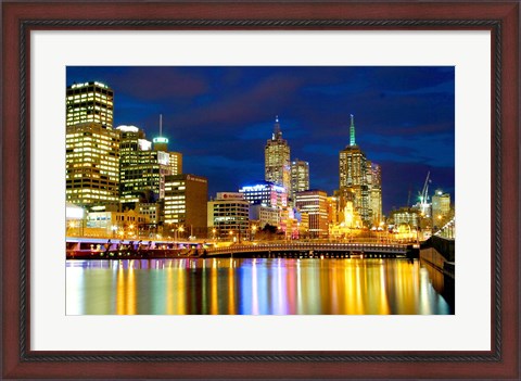 Framed Nighttime View, Melbourne, Australia Print