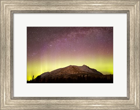 Framed Aurora Borealis, Comet Panstarrs and Milky Way over Yukon, Canada Print