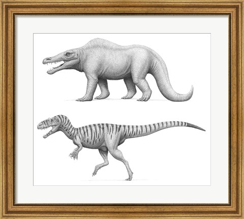 Framed Megalosaurus Bucklandii, Past and Present Print