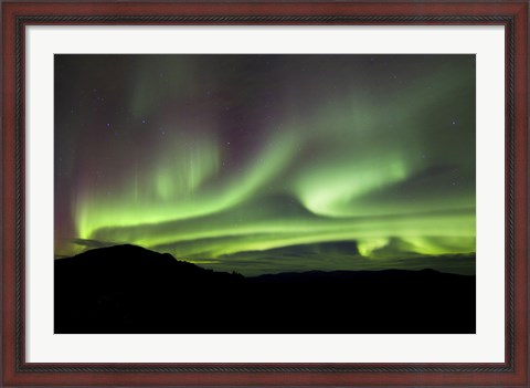 Framed Aurora Borealis over Gray Peak, Whitehorse, Yukon Canada Print