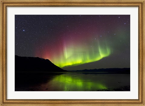 Framed Aurora Borealis with Big Dipper over Kluane Lake, Yukon, Canada Print