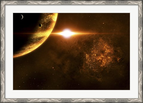 Framed Star Going Critical Illuminates a Nearby Planet Print
