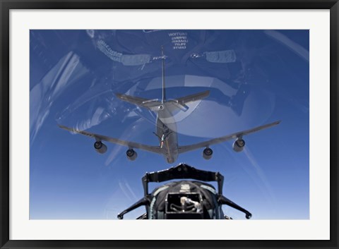 Framed F-15 Eagle Pulls into Position Behind a KC-135 Stratotanker Print