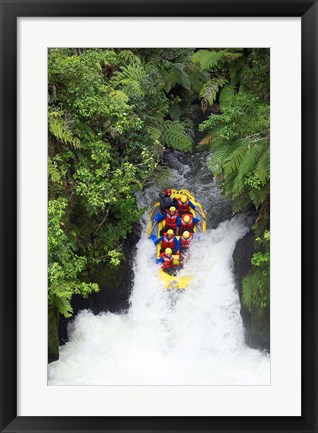 Framed Raft, Tutea&#39;s Falls, Okere River, near Rotorua, New Zealand Print