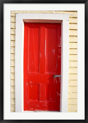 Framed Red Door, Sutton Railway Station, Otago, South Island, New Zealand Print