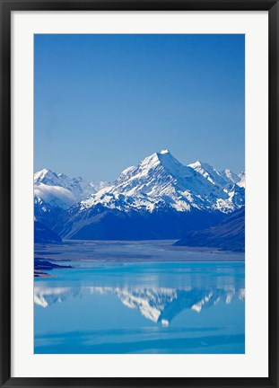 Framed Aoraki, Mt Cook and Lake Pukaki, South Canterbury, South Island, New Zealand Print