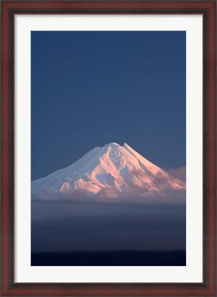 Framed Alpenglow on Mt Taranaki, North Island, New Zealand Print