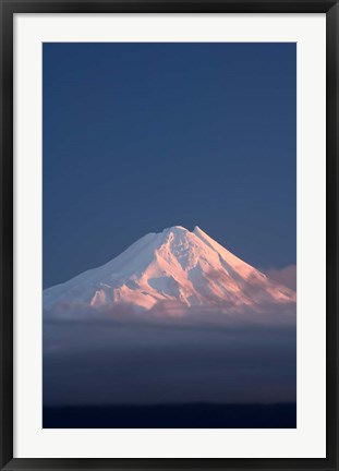 Framed Alpenglow on Mt Taranaki, North Island, New Zealand Print