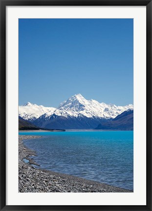 Framed Aoraki Mt Cook and Lake Pukaki, South Island, New Zealand Print