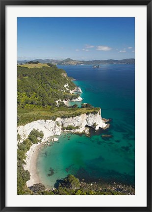 Framed Coastline, Cathedral Cove, North Island, New Zealand Print