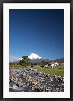 Framed Farm, Waiwhakaiho River, North Island, New Zealand Print
