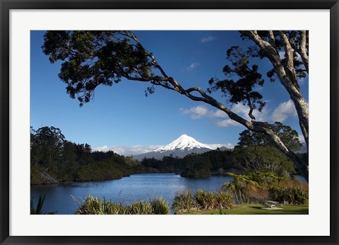 Framed Lake Mangamahoe, Mt Taranaki, North Island, New Zealand Print