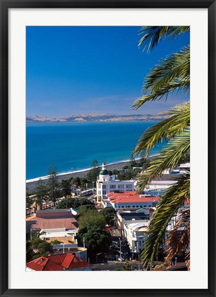 Framed View of Hawke&#39;s Bay, Napier, New Zealand Print