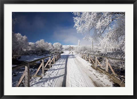 Framed Winter, Bridge, Maniototo, South Island, New Zealand Print