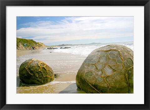 Framed Koekohe Beach, New Zealand, Moeraki boulders, rocks Print