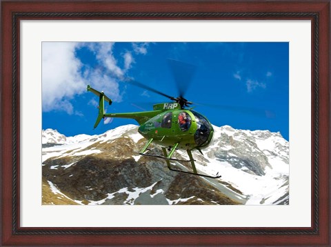 Framed New Zealand, Arrowsmith Range, Helicopter Print