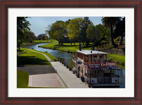 Framed River Queen Paddle Steamer, Taylor River, New Zealand Print