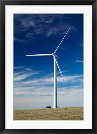 Framed Wind turbine at Mt Stuart wind farm, South Otago, New Zealand Print