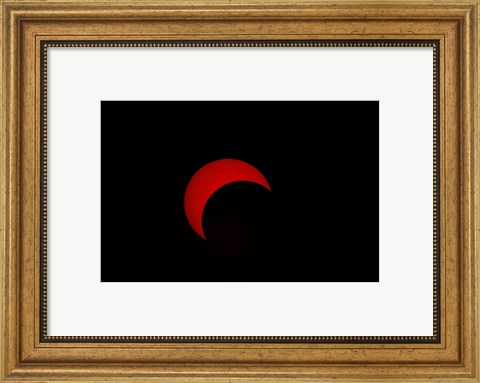 Framed Partial Solar Eclipse (red sun) Print