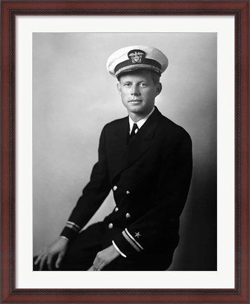 Framed John F Kennedy in his Navy Uniform Print