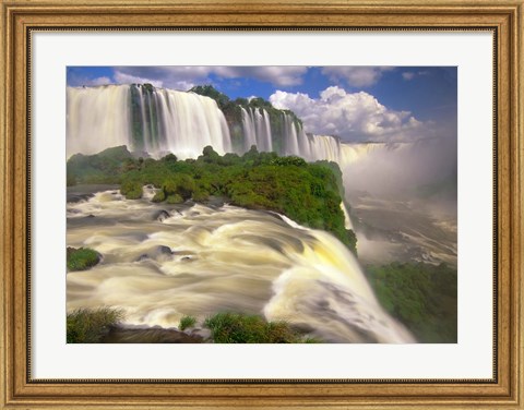 Framed Brazil, Igwacu Waterfalls into the Igwacu River Print