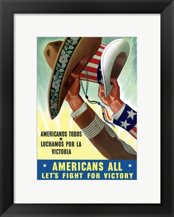 Framed American&#39;s All - Let&#39;s Fight for Victory Print